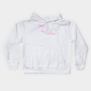 Simple bookish pink line design for readers Kids Hoodie